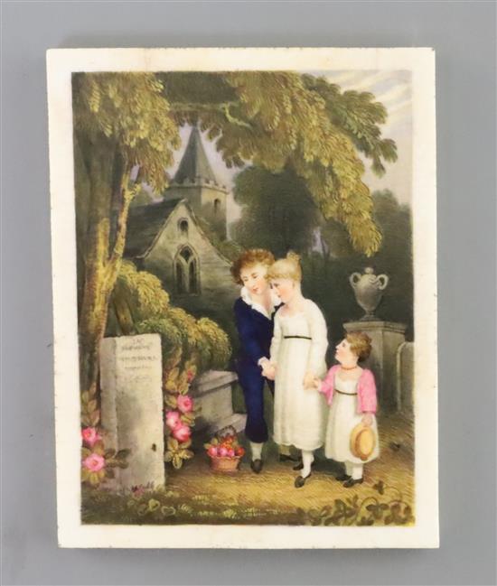 A rare documentary Rockingham porcelain plaque, c.1826-30, 10.3cm x 8cm